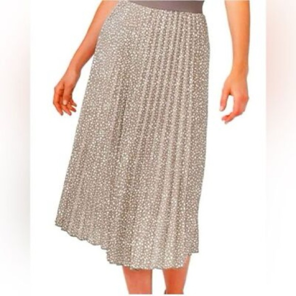 Vince Camuto Taupe Pleated Midi Skirt